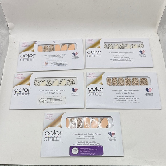 Color Street Other - NWT Color Street Lot Bundle 5 Leopard Cheetah Peach Nail Strips Polish USA